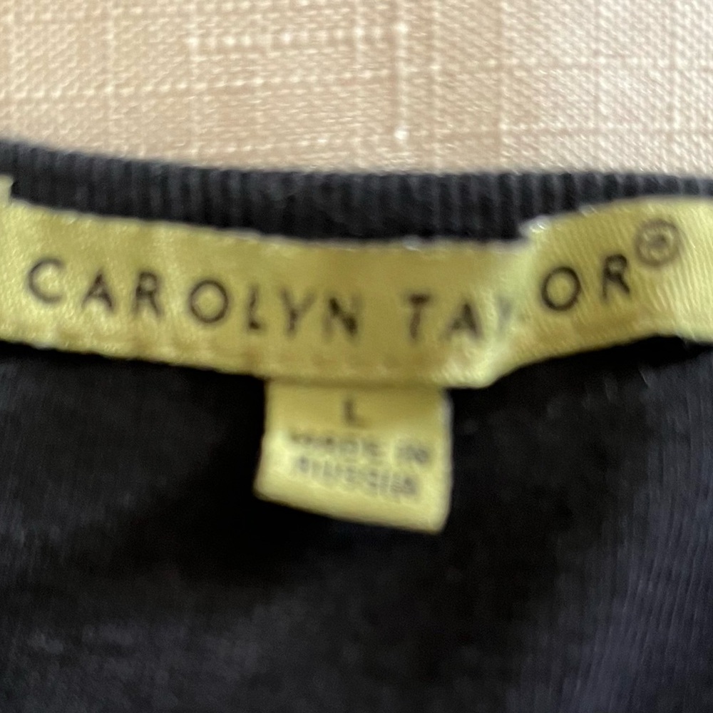 Carolyn Taylor Women's L 3/4 sleeve Black Layered Look shirt. Embroidered/beads - Picture 6 of 6